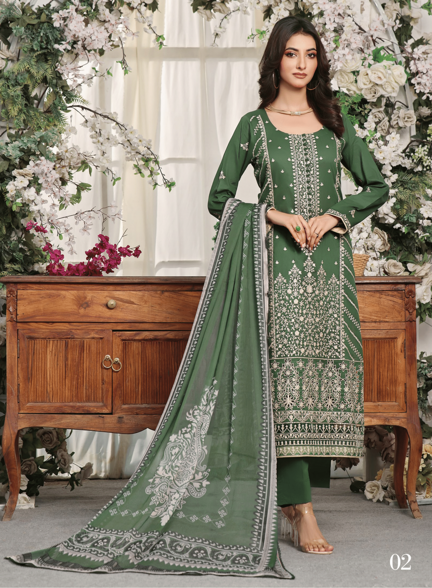 SUHANI # 2- Unstitched 3 piece Cambric Cotton