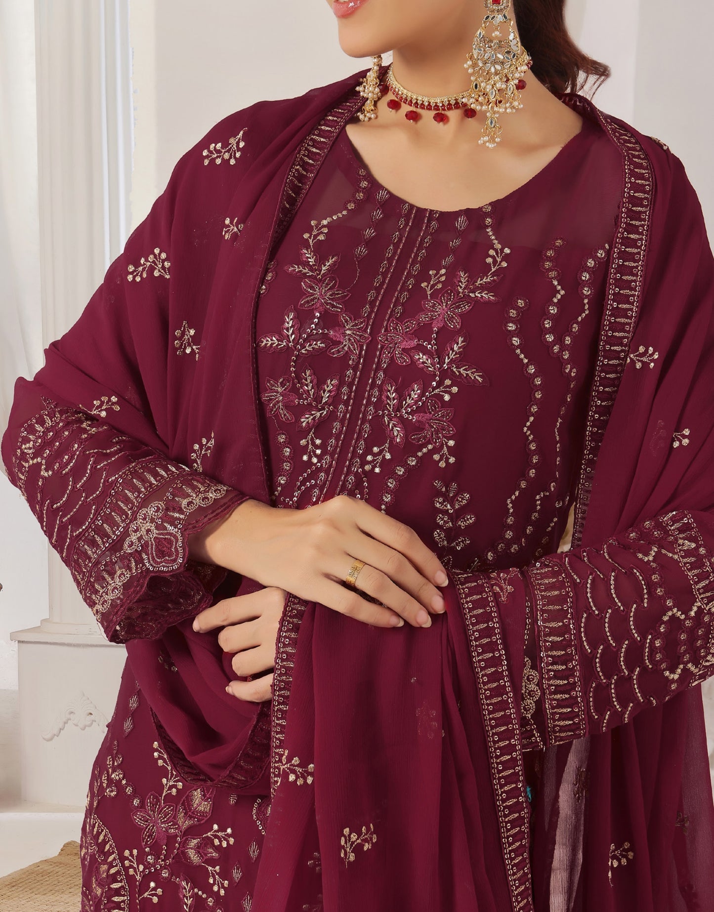 UROOJ # 1 Unstitched 3 piece Luxury Chiffon