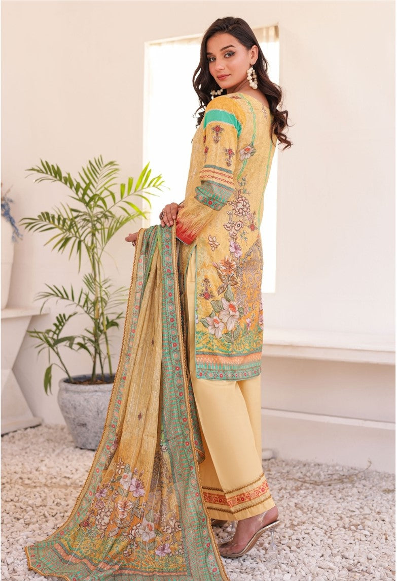 GLOSSY # 1 - Unstitched 3 piece Embroidered Lawn