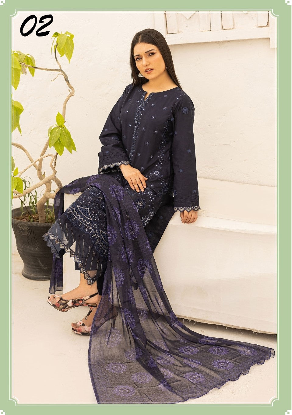 RUHI V1 # 2 Unstitched Luxury Lawn