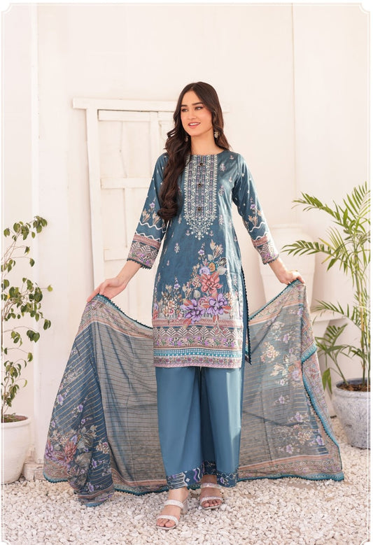 GLOSSY # 2 - Unstitched 3 piece Embroidered Lawn