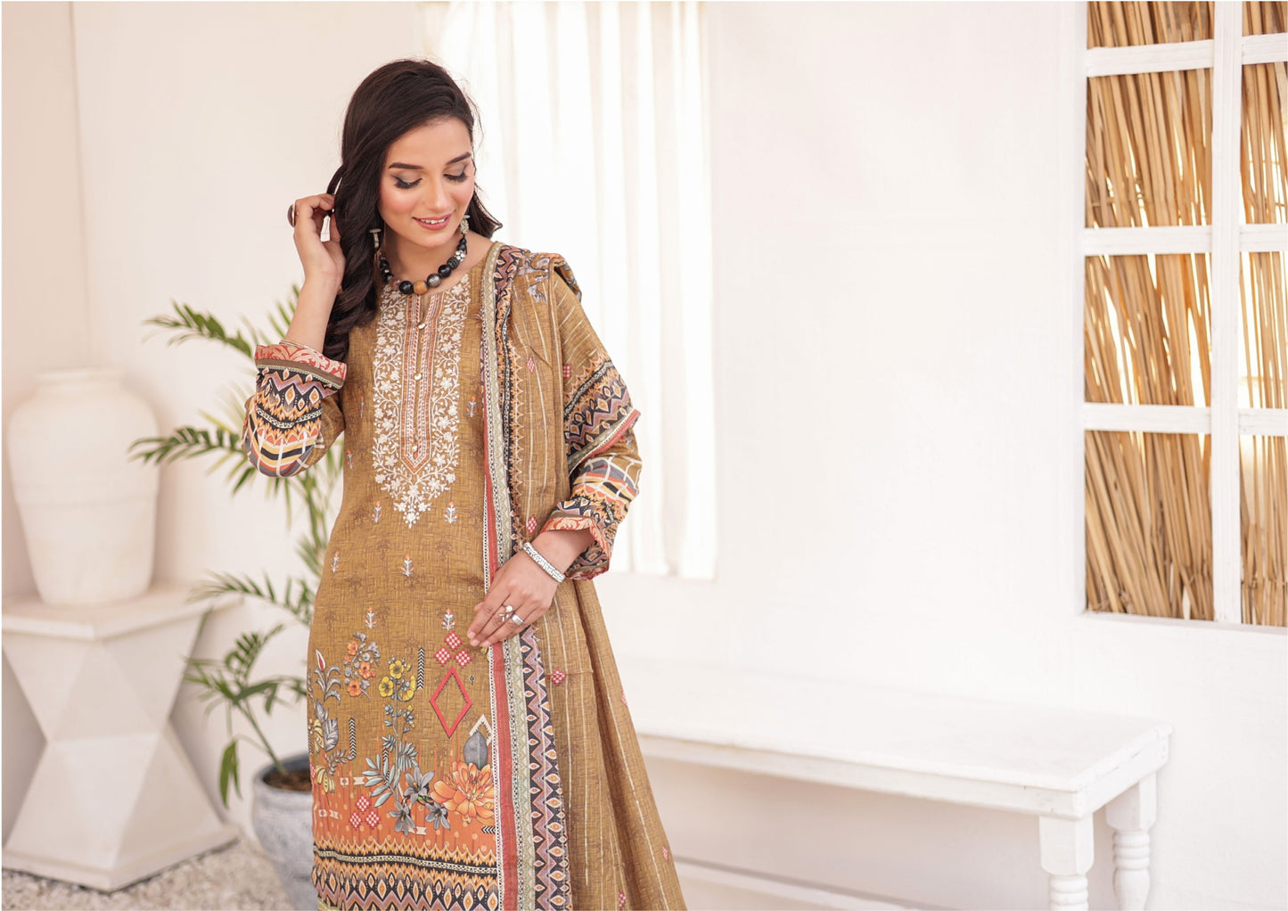 GLOSSY # 9 - Unstitched 3 piece Embroidered Lawn