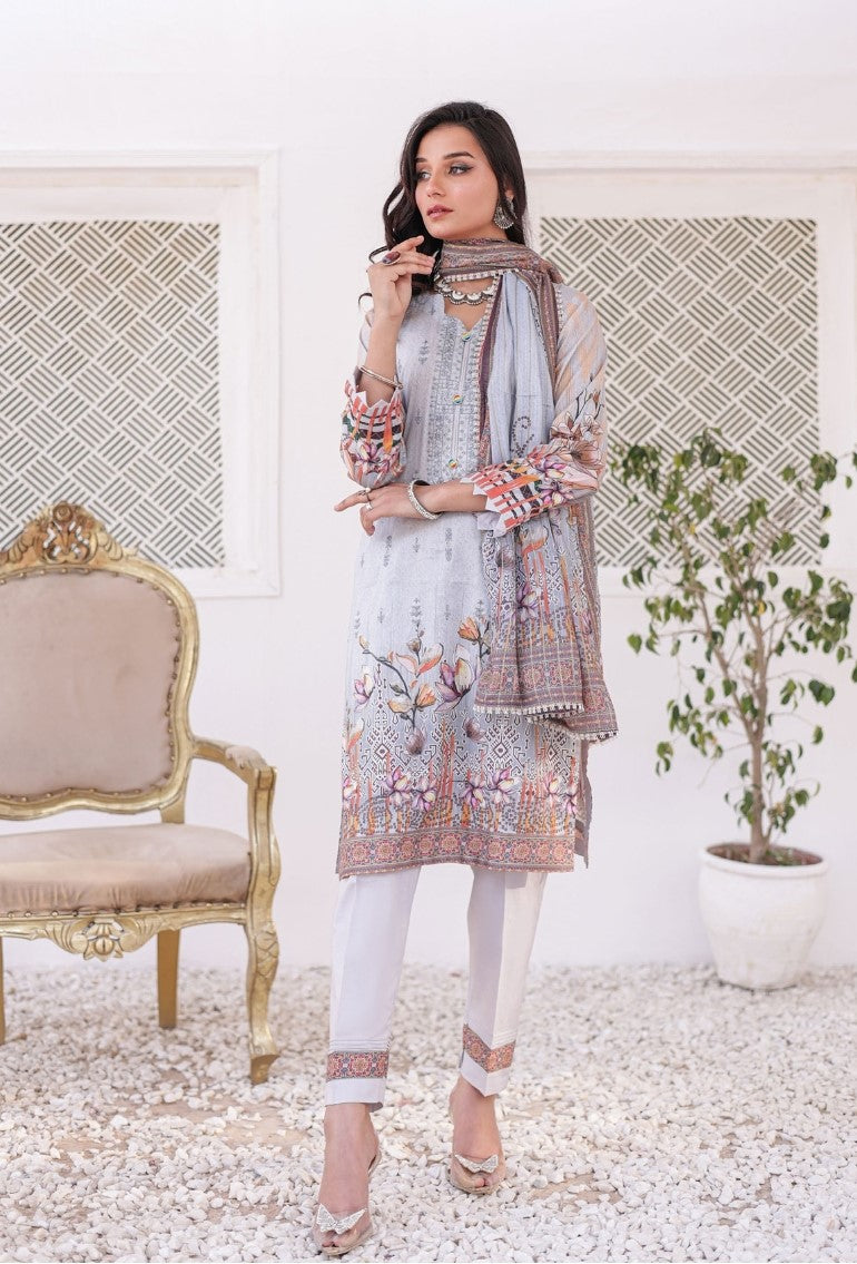 GLOSSY # 3 - Unstitched 3 piece Embroidered Lawn