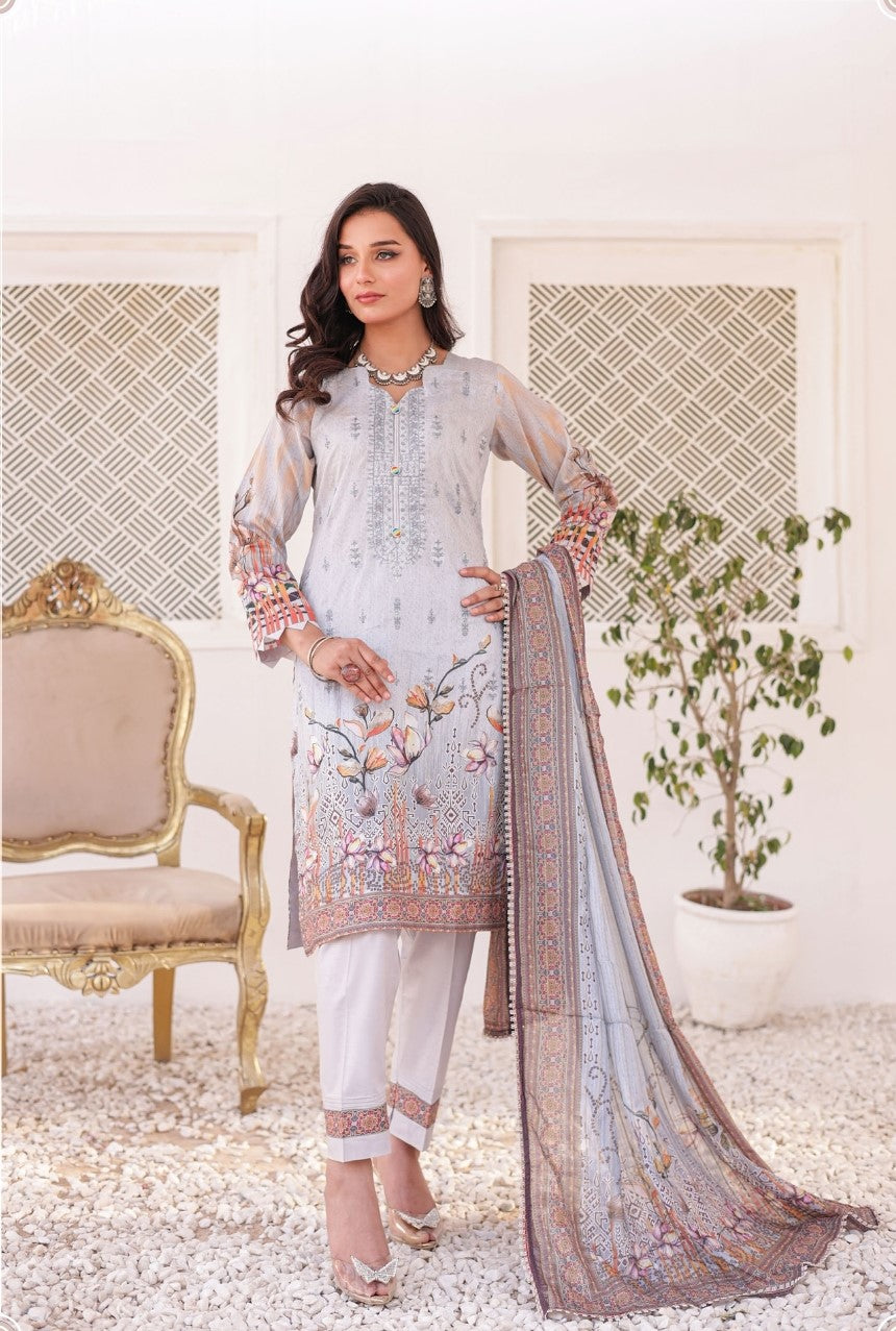 GLOSSY # 3 - Unstitched 3 piece Embroidered Lawn