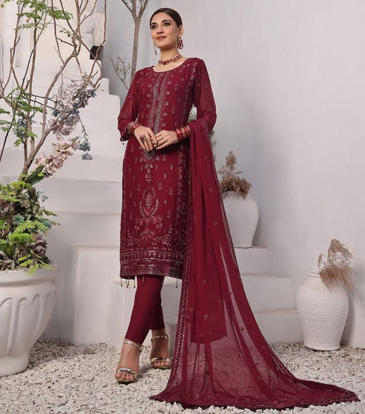 ZOYA # 3 - Unstitched 3 piece Embroidered Chiffon