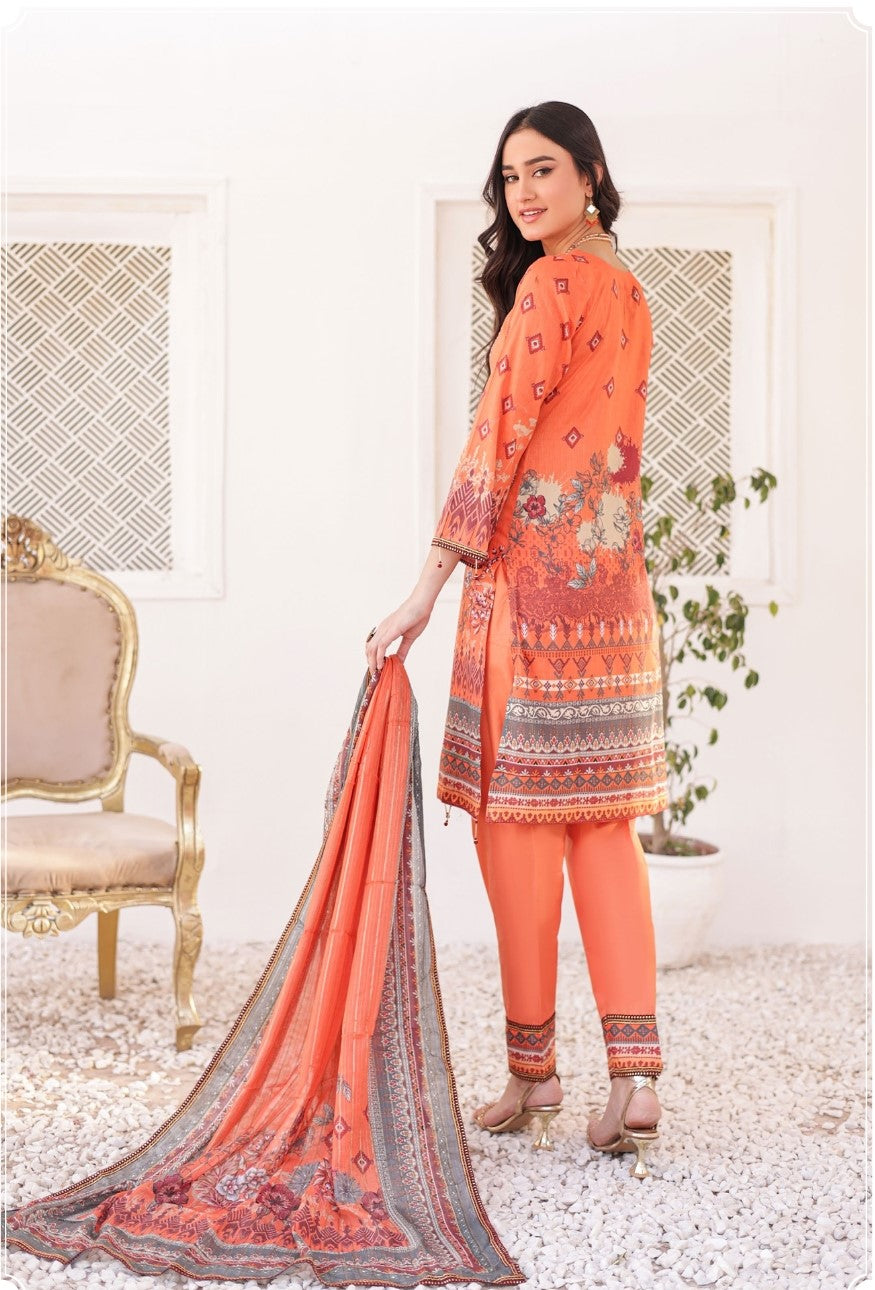 GLOSSY # 4 - Unstitched 3 piece Embroidered Lawn