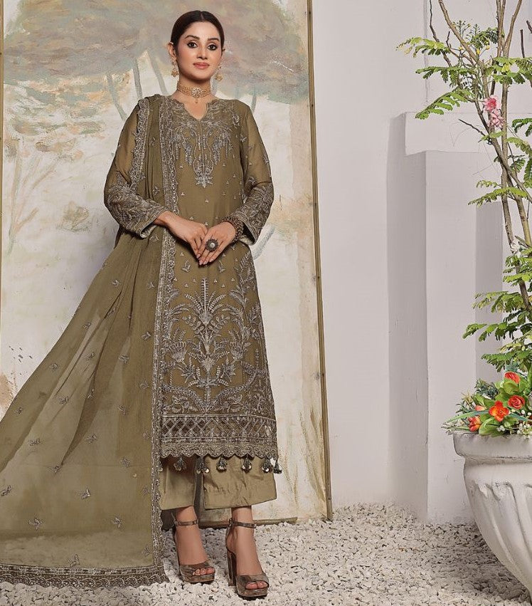 ZOYA # 4 - Unstitched 3 piece Embroidered Chiffon