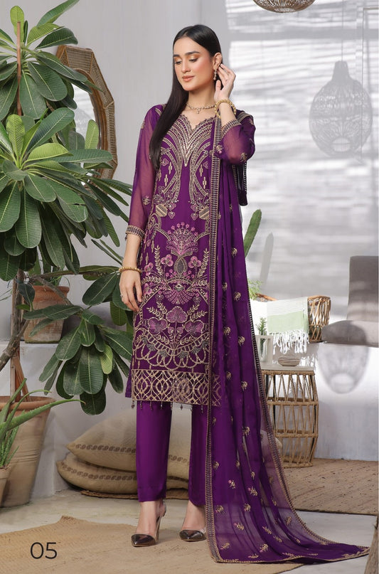 MEHAR # 5 Unstitched 3 Pc Luxury Chiffon