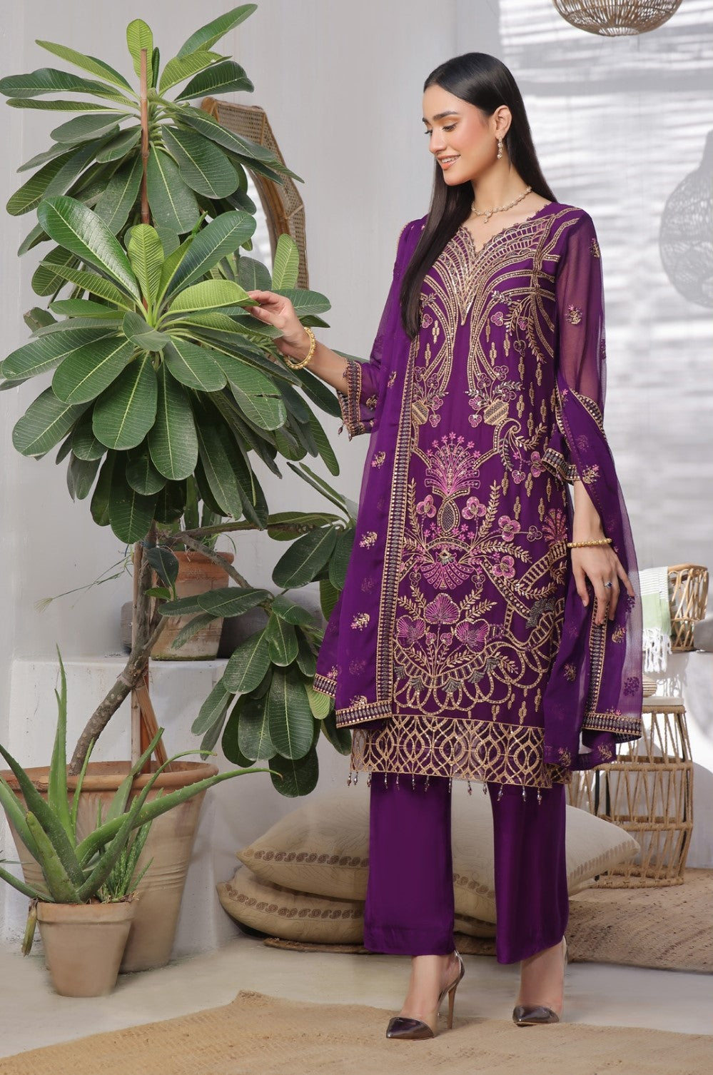 MEHAR # 5 Unstitched 3 Pc Luxury Chiffon