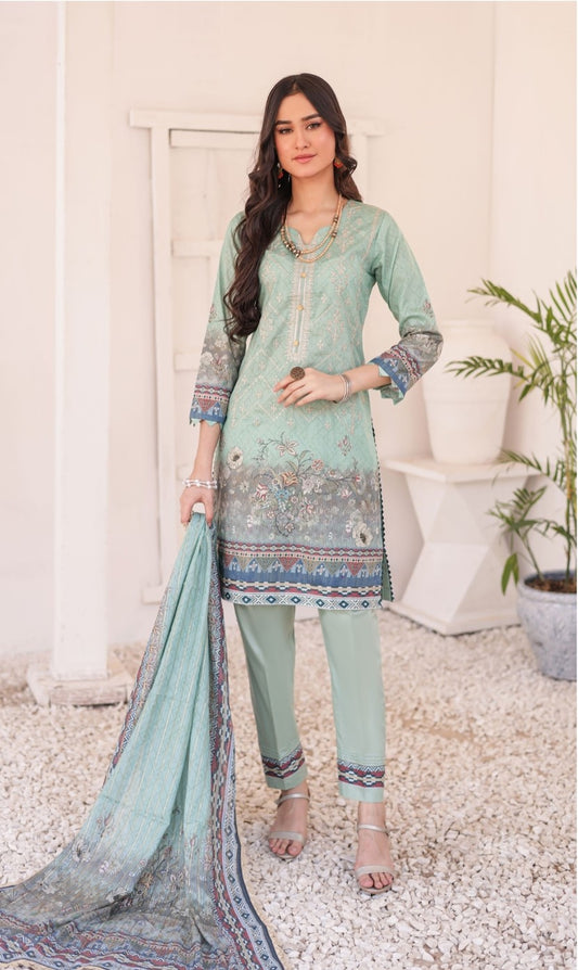 GLOSSY # 6 - Unstitched 3 piece Embroidered Lawn