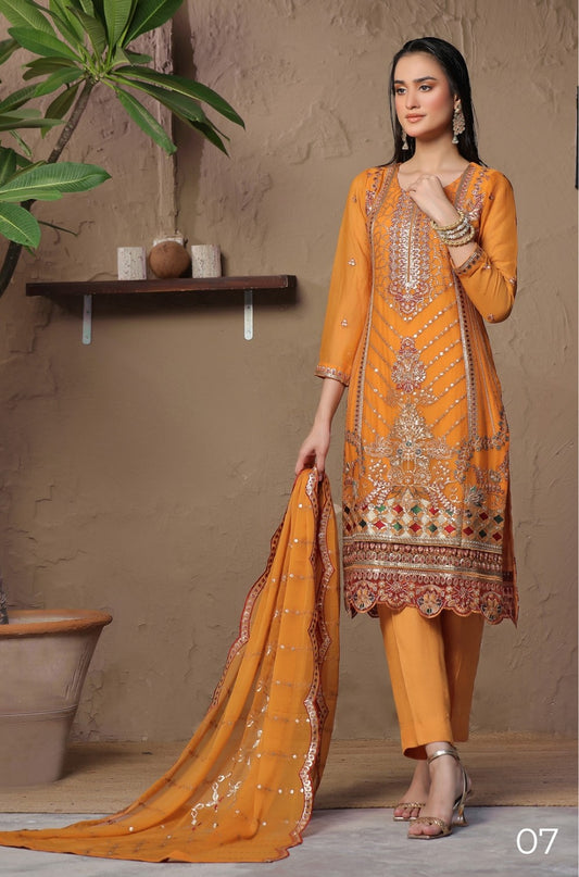 MEHAR # 7 Unstitched 3 Pc Luxury Chiffon