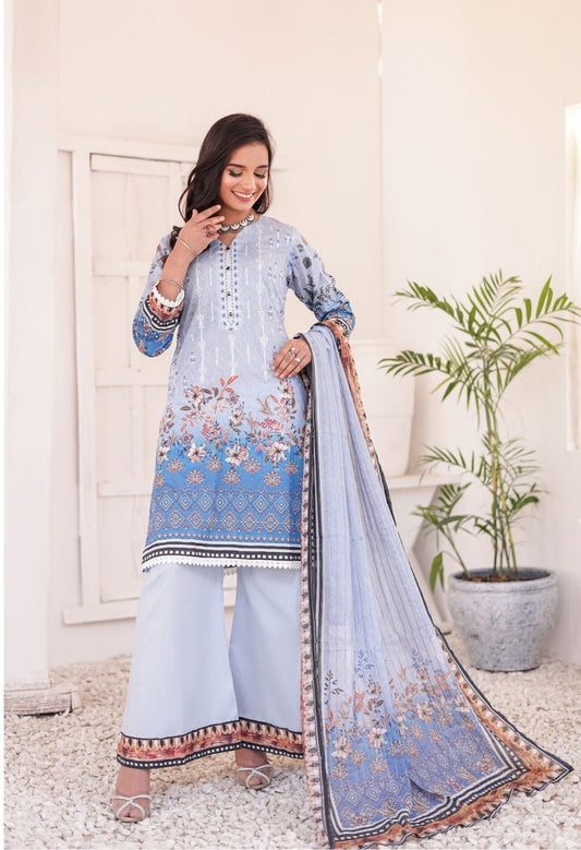 GLOSSY # 7 - Unstitched 3 piece Embroidered Lawn