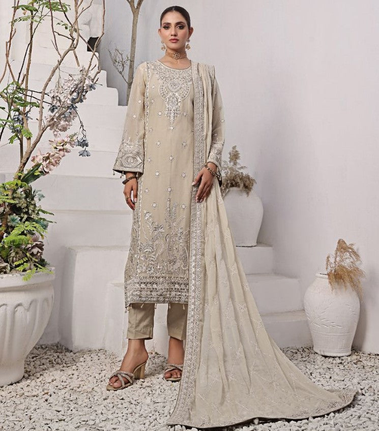 ZOYA # 7 - Unstitched 3 piece Embroidered Chiffon