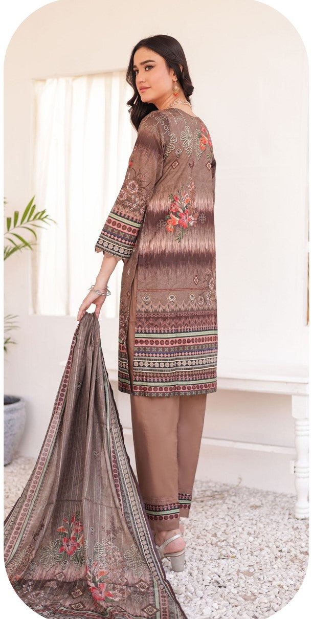 GLOSSY # 8 - Unstitched 3 piece Embroidered Lawn