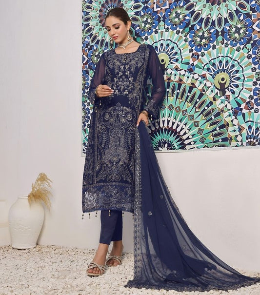 ZOYA # 8 - Unstitched 3 piece Embroidered Chiffon