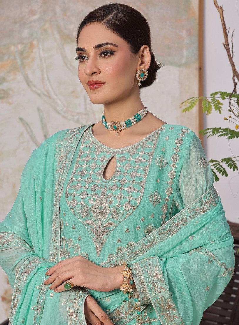 ZOYA # 9 - Unstitched 3 piece Embroidered Chiffon