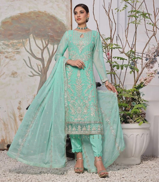 ZOYA # 9 - Unstitched 3 piece Embroidered Chiffon