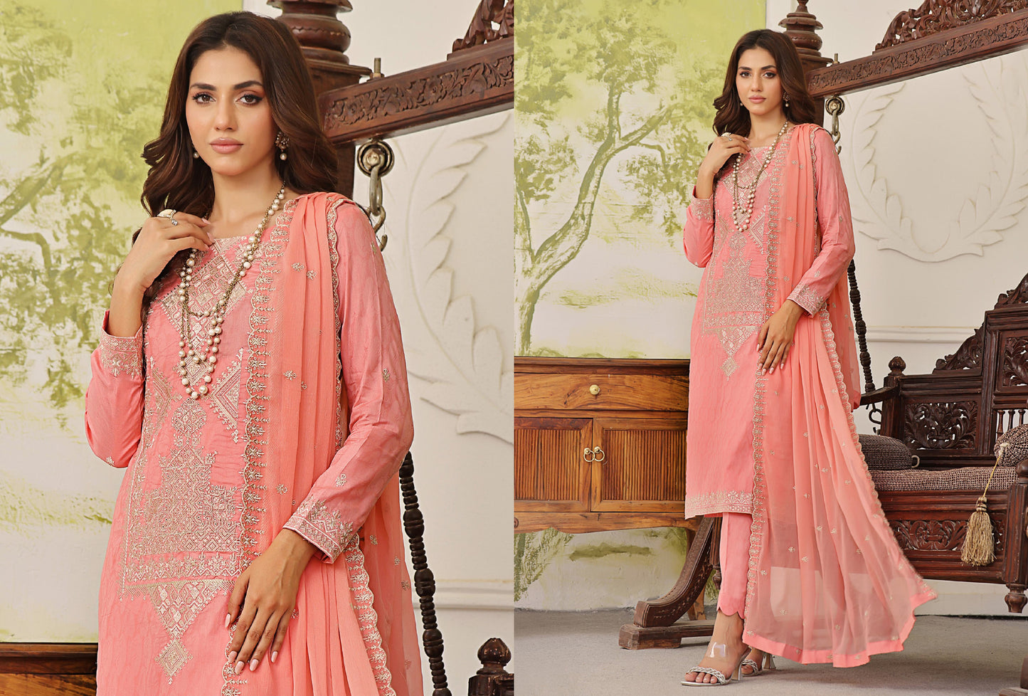 ROSHNI # 5 - Unstitched 3 piece Chikankari Jacquard Lawn