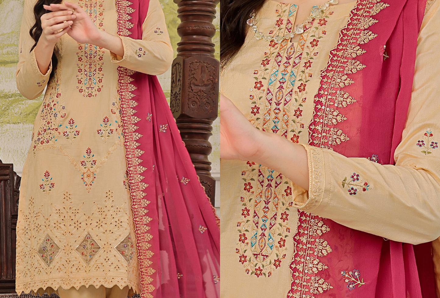 ROSHNI # 1 - Unstitched 3 piece Chikankari Jacquard Lawn