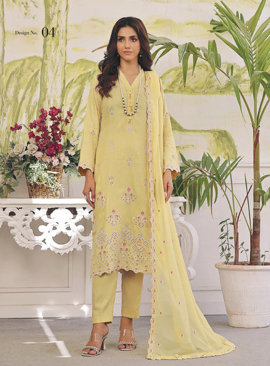 ROSHNI # 4 - Unstitched 3 piece Chikankari Jacquard Lawn