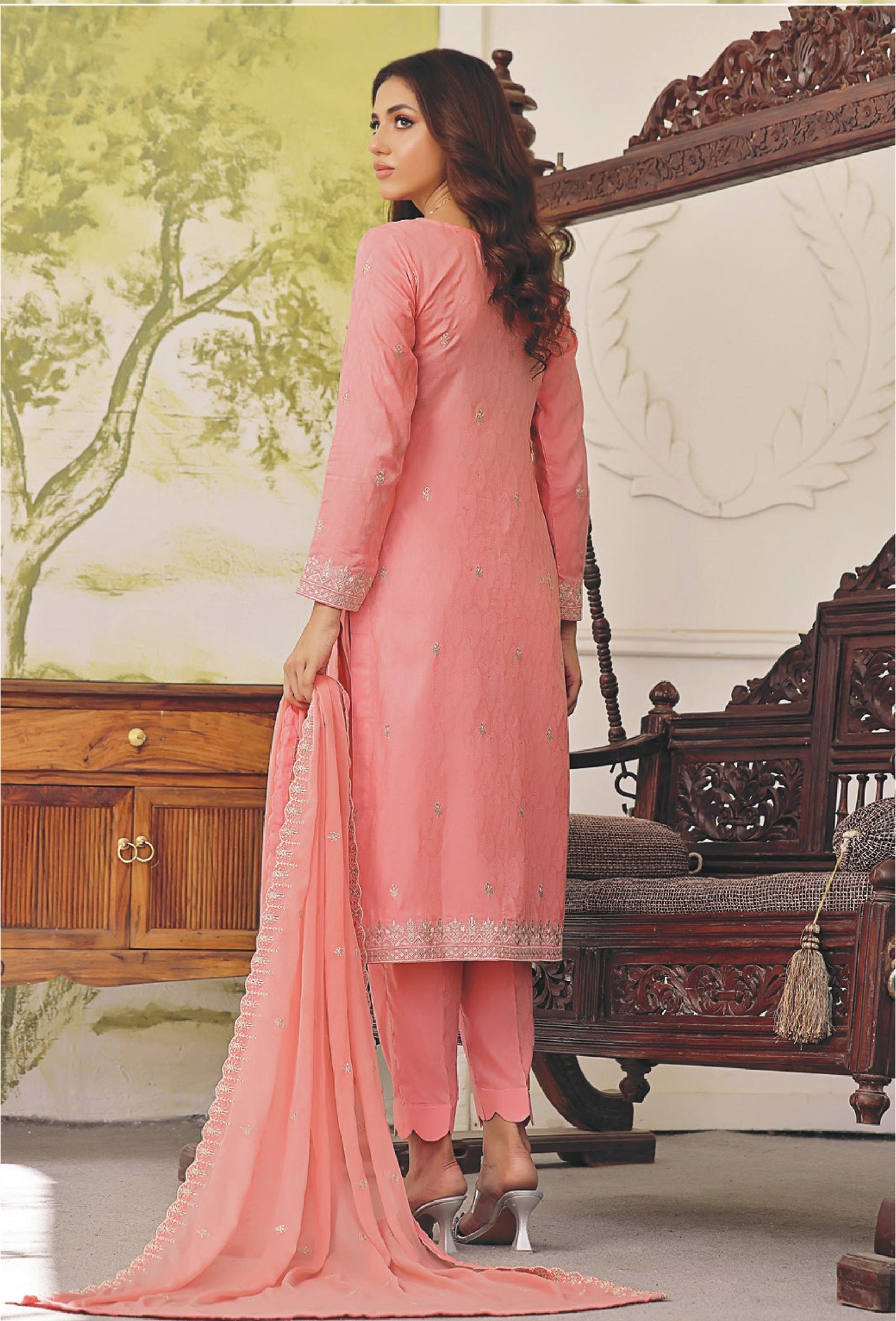 ROSHNI # 5 - Unstitched 3 piece Chikankari Jacquard Lawn