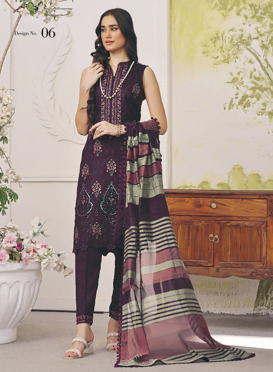 ROSHNI # 6  - Unstitched 3 piece Chikankari Jacquard Lawn